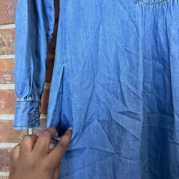 Whistles Dress Button Front Closure Long Sleeve Lightweight Denim Blue Women's 0 - Picture 7 of 11